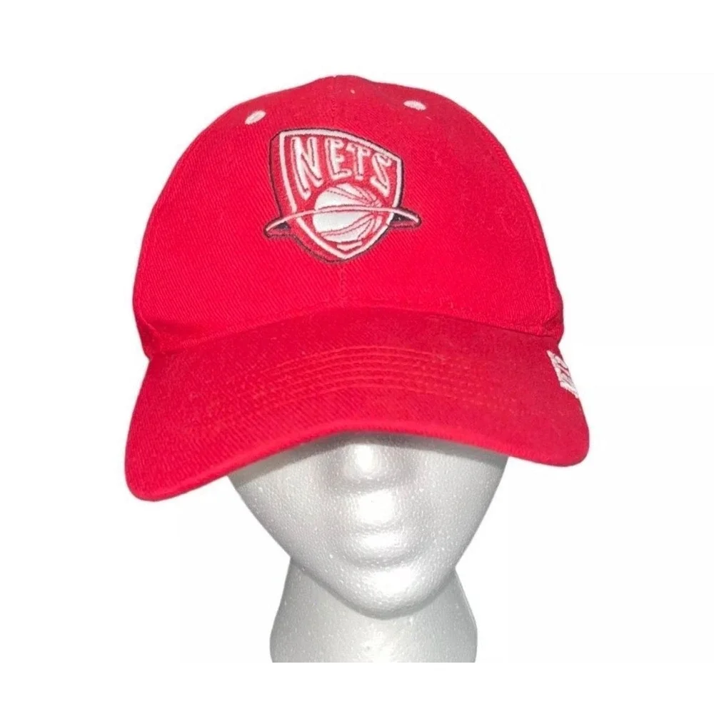 Vintage New Jersey Nets Hat Twins Enterprise Red NBA Basketball Adjustable Cap